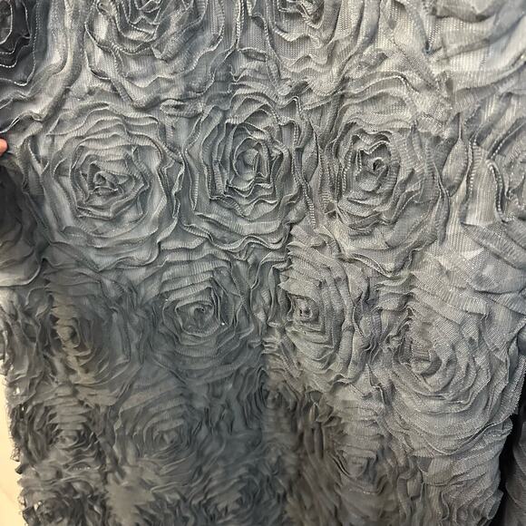 Adrianna Papell Collection Ball Gown Steel Blue Tulle Rosette Dress DAMAGE 10 - Picture 10 of 11